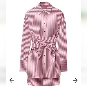 KHAITE Bianca Tie-front Striped Cotton-poplin Shirt